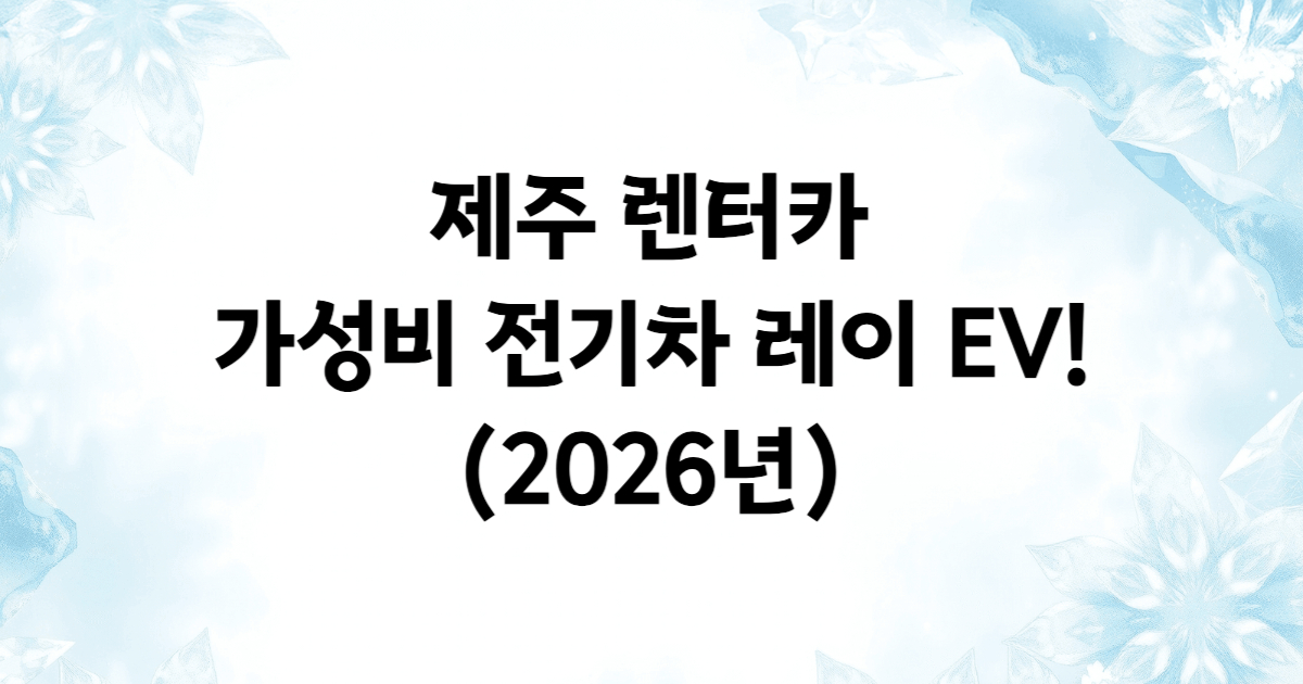 제주 레이 EV 렌터카 경차 전기차 연료비 0원