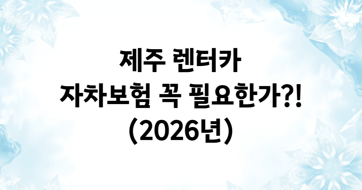제주 렌터카 자차보험 종류 비교 선택 가이드