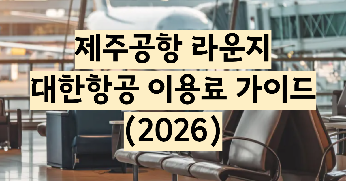 제주공항 라운지 아시아나 대한항공 이용료 완벽 가이드 2026