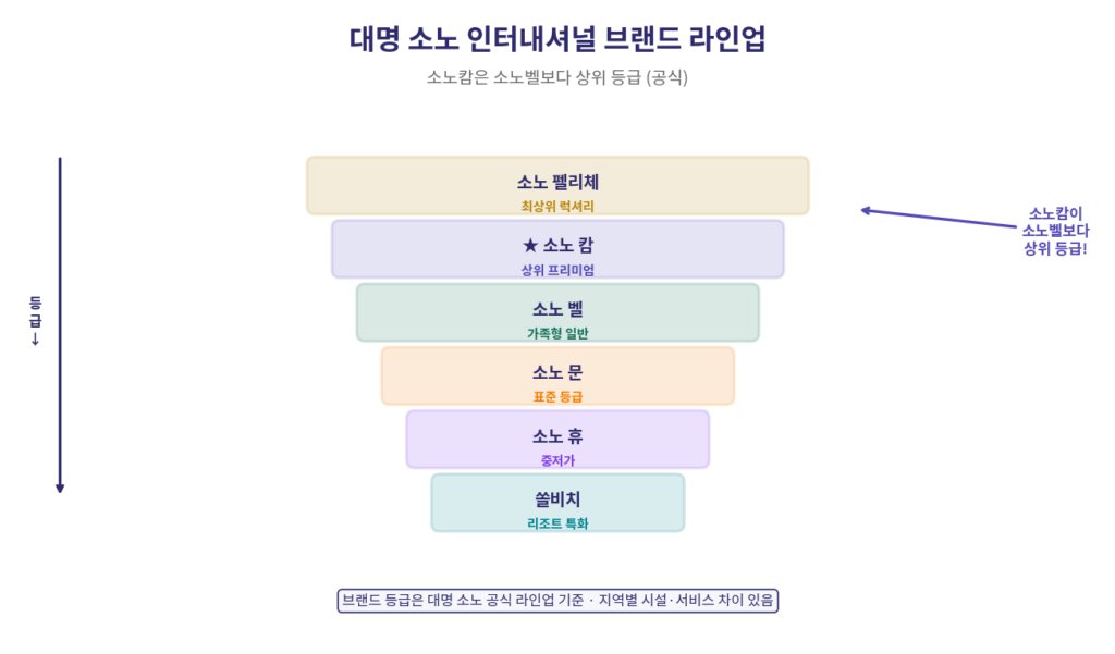 대명 소노 브랜드 라인업 등급 소노펠리체 소노캄 소노벨 소노문 소노휴 2026